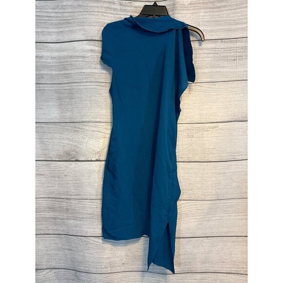 Roland Mouret Blue Draped Ruffle Sleeveless Dress UK 10 US 6 - Picture 3 of 4